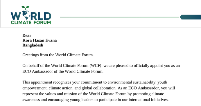 Recognition of Eco Ambassador